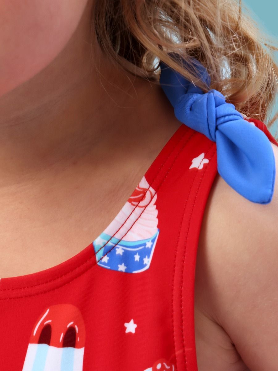 Stars & Scoops Tie Shoulder One Piece