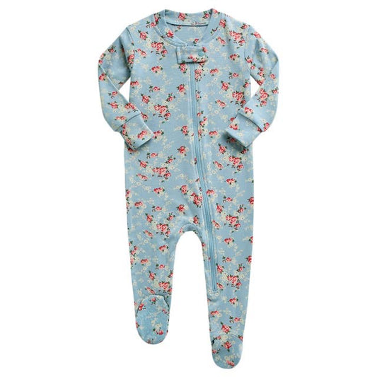 Flower Mint Baby Footie