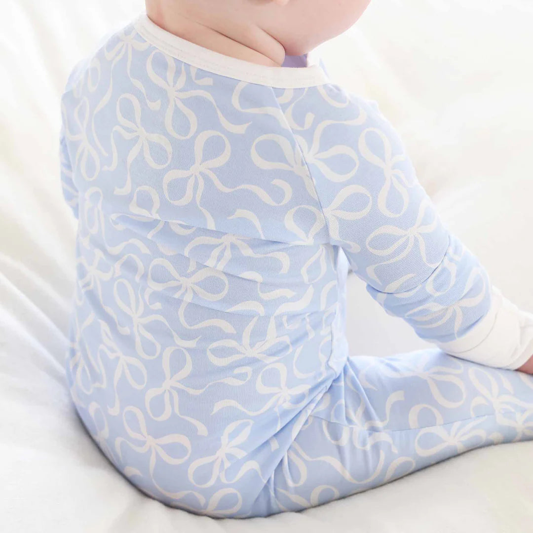 Blue-Tiful Bows Convertible Zip Romper