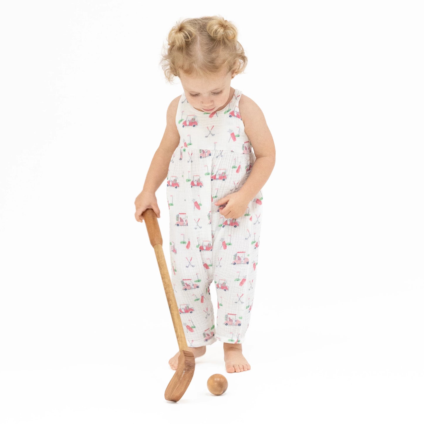 Baby Golf Carts Pink Tie Back Romper