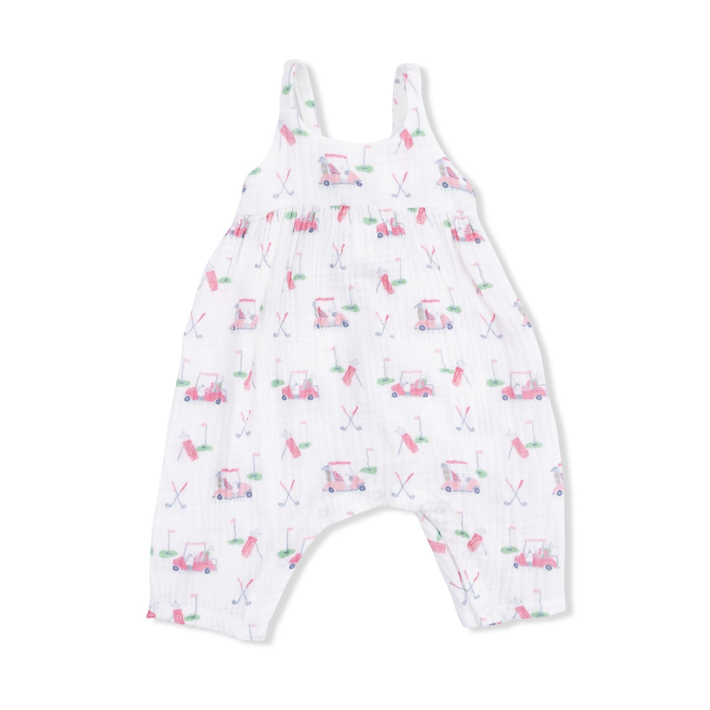 Baby Golf Carts Pink Tie Back Romper