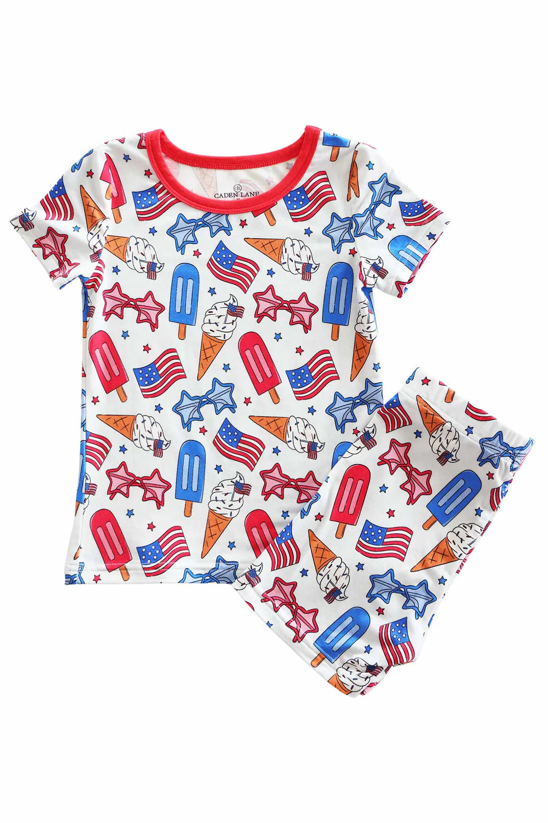 Two Piece Short Pajama Set | Red, White & Cool
