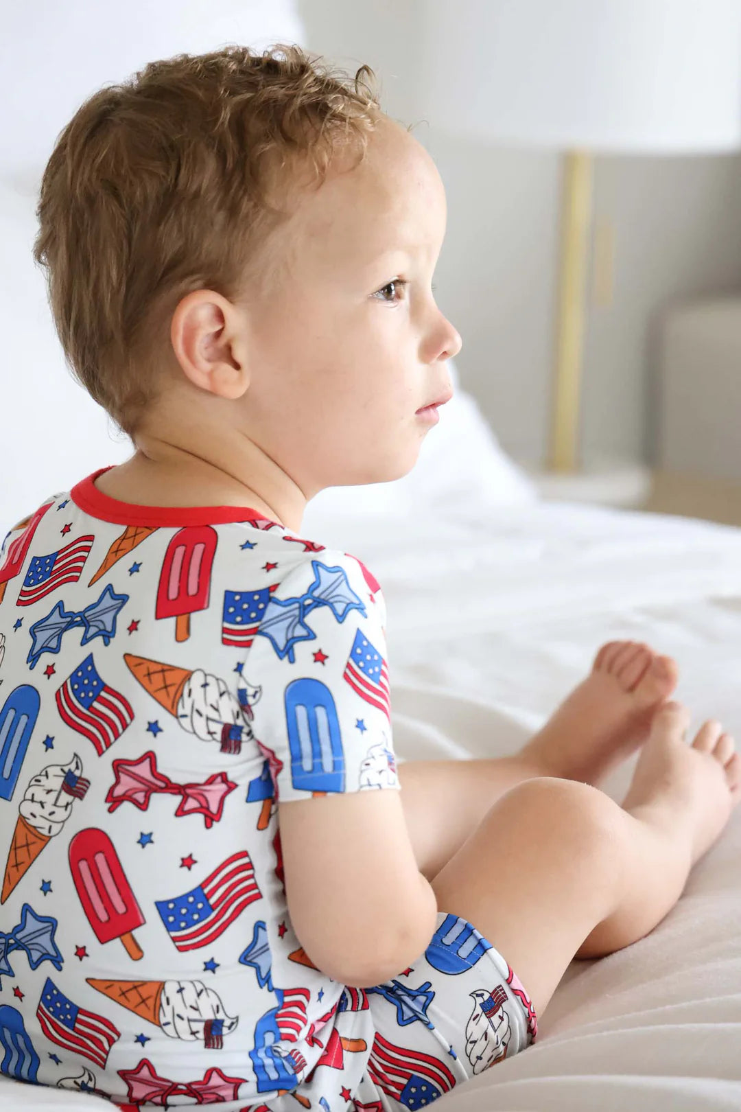 Two Piece Short Pajama Set | Red, White & Cool