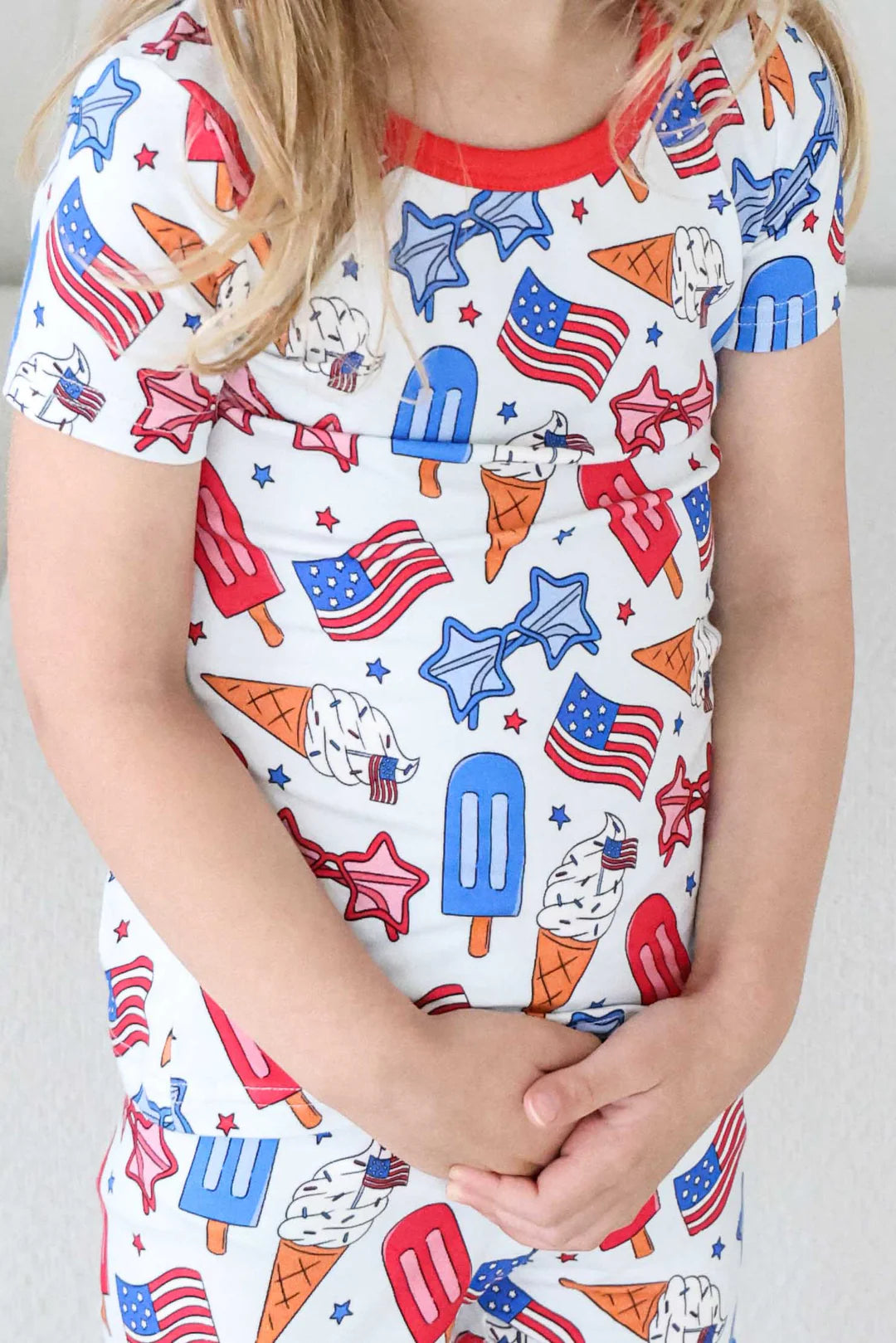 Two Piece Short Pajama Set | Red, White & Cool