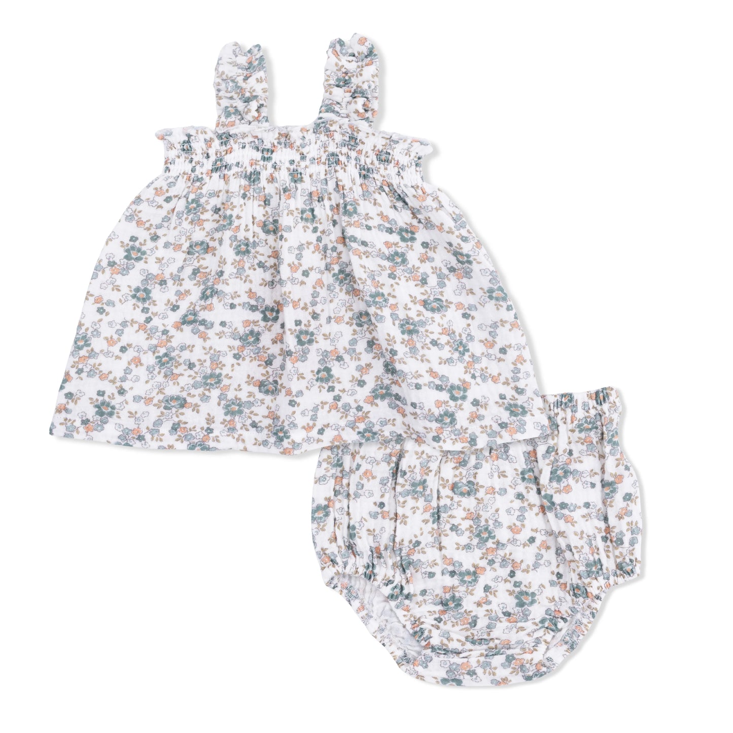 Camille Floral Ruffly Strap Top And Bloomer Set