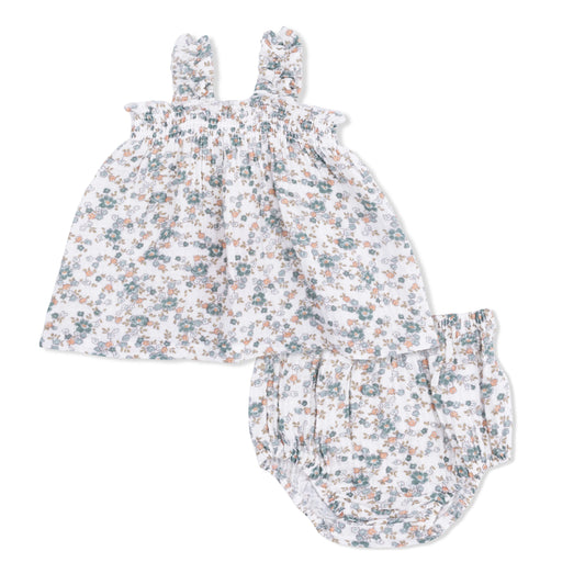 Camille Floral Ruffly Strap Top And Bloomer Set