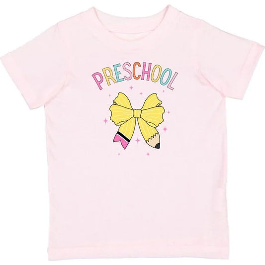 Preschool Pencil Bow Short Sleeve T-Shirt