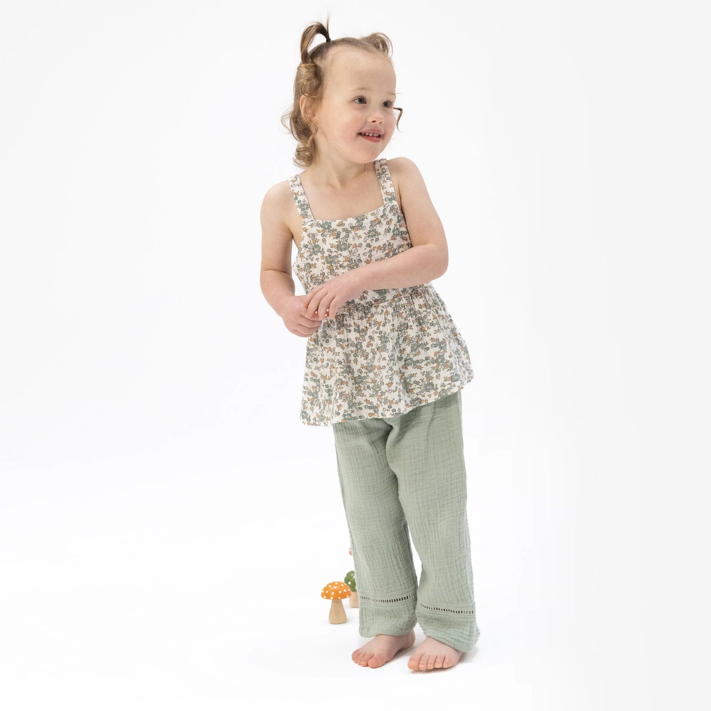 Camille Floral Peplum Tank With Smocked Waist Pants Set