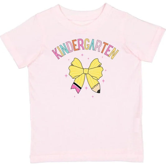 Kindergarten Pencil Bow Short Sleeve T-Shirt