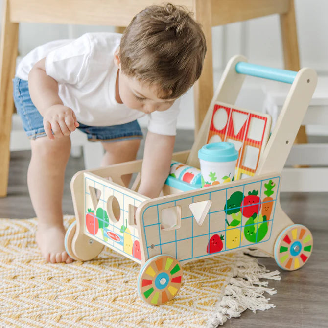 Wooden Shape Sorting Grocery Cart