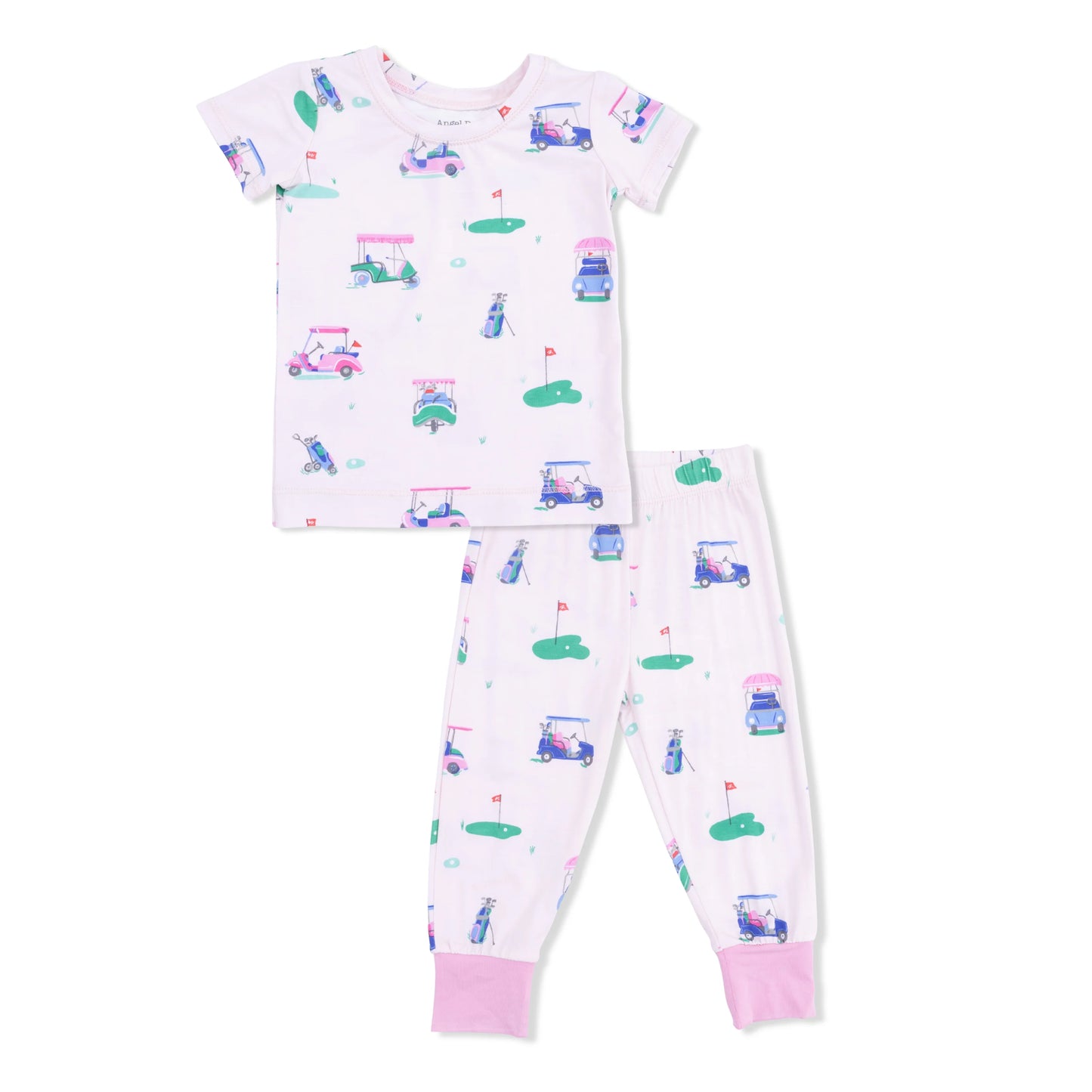 Vintage Golf Carts Pink Short Sleeve Loungewear Set