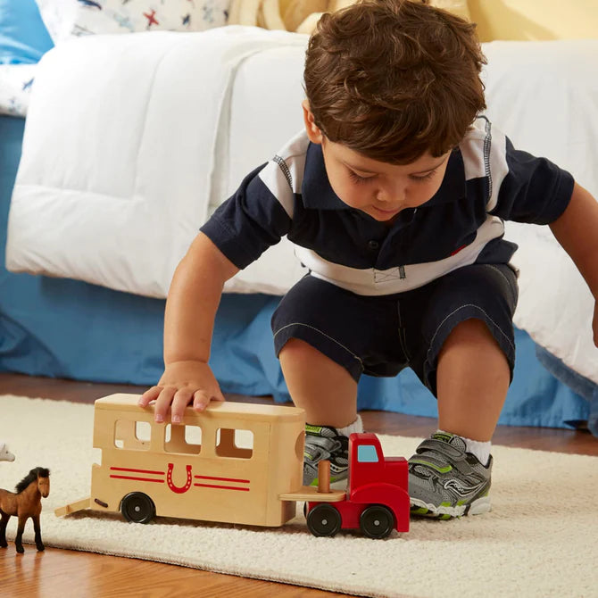 Horse Carrier Wooden Vehicles Play Set