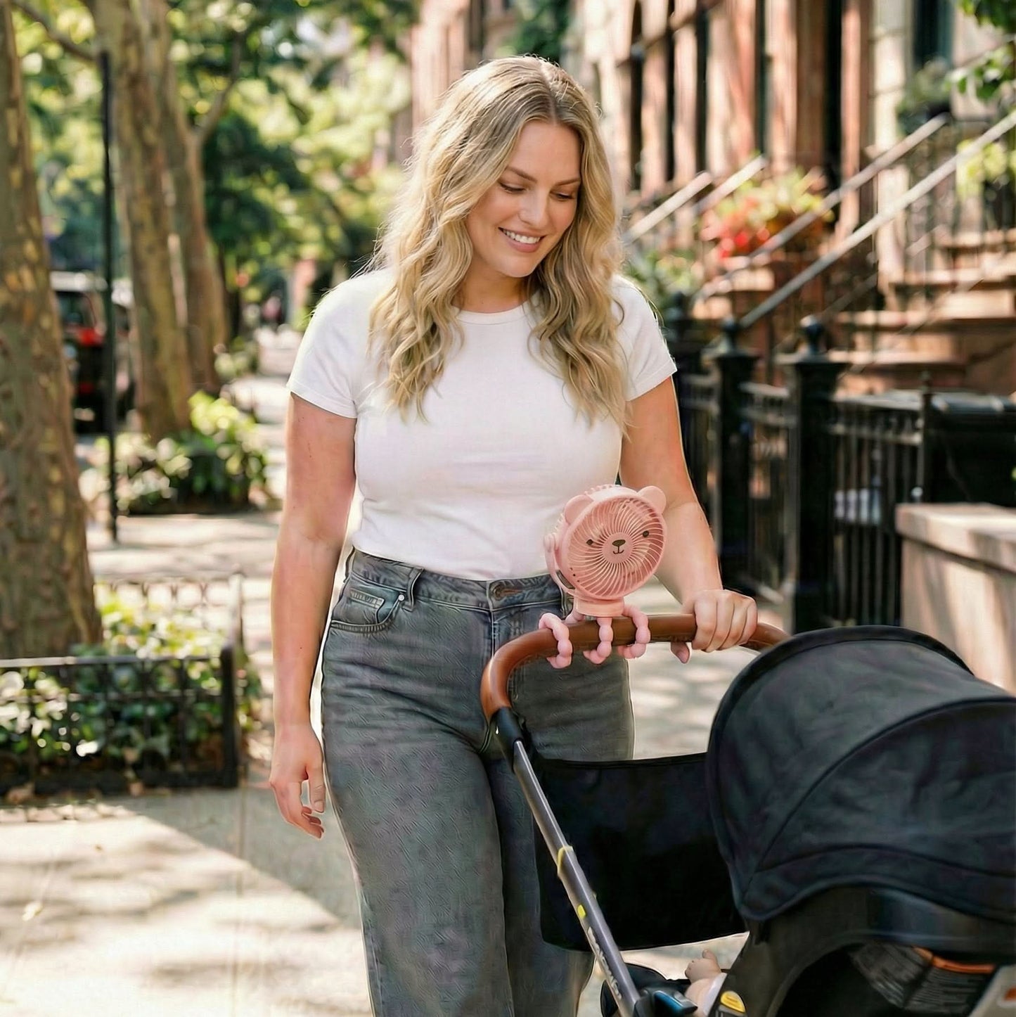 Pink Itzy Breeze 3-Speed Stroller Fan