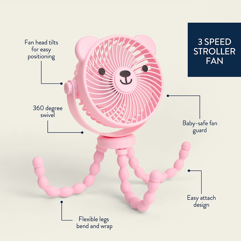 Pink Itzy Breeze 3-Speed Stroller Fan