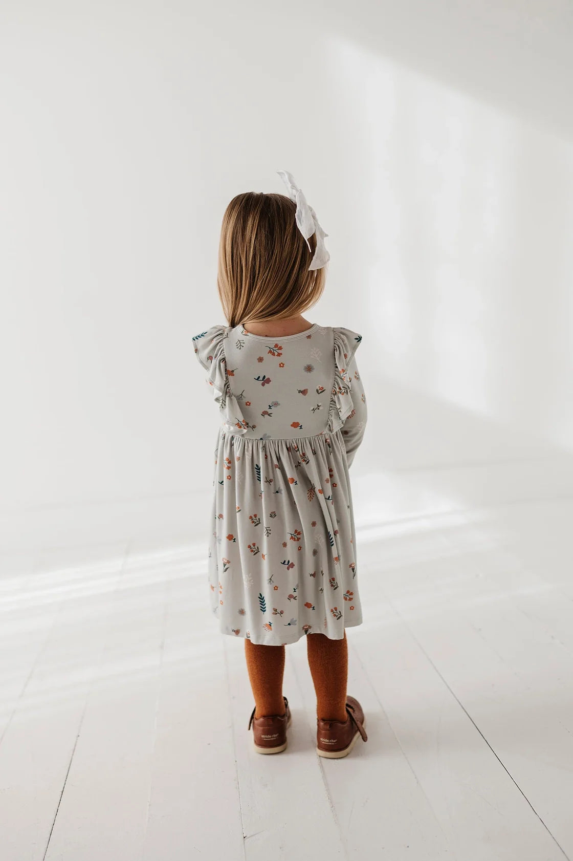 Botanical Long Sleeve Ruffle Dress
