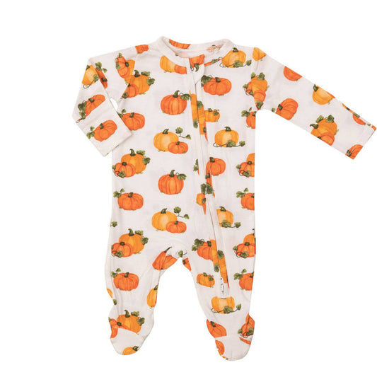 Bamboo 2-Way Zipper Footie-Pumpkin Patch