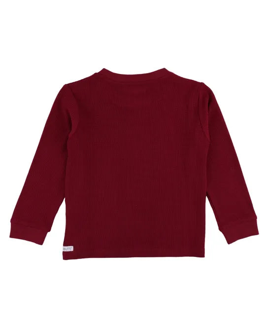 Waffle Knit Long Sleeve Crew Neck Shirt