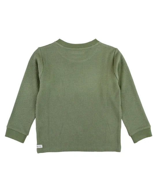 Waffle Knit Long Sleeve Crew Neck Shirt