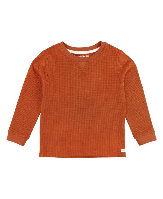 Waffle Knit Long Sleeve Crew Neck Shirt