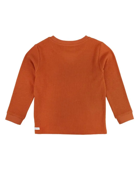 Waffle Knit Long Sleeve Crew Neck Shirt