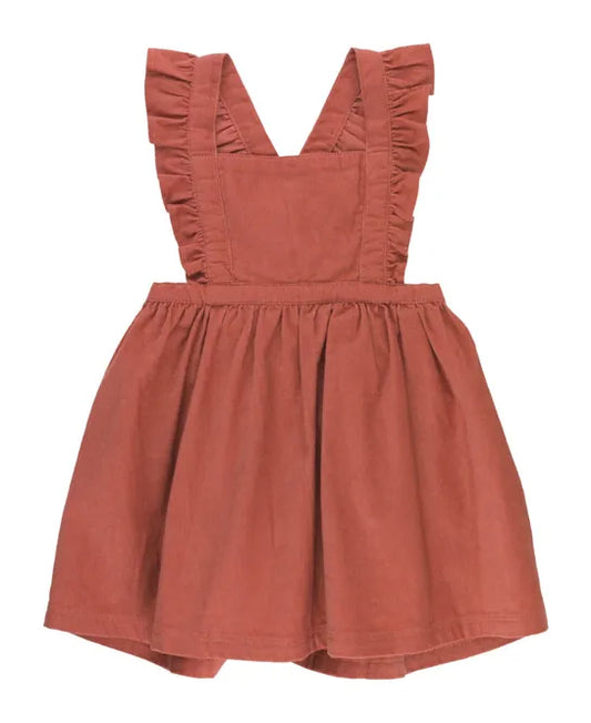 Dusty Cedar Corduroy Cross-Back Jumper Dress