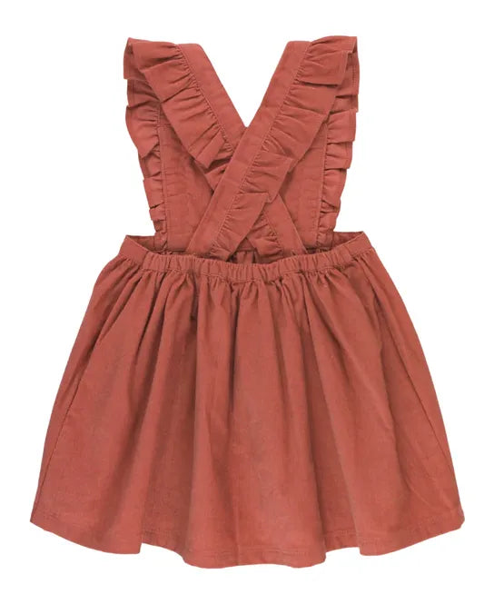 Dusty Cedar Corduroy Cross-Back Jumper Dress