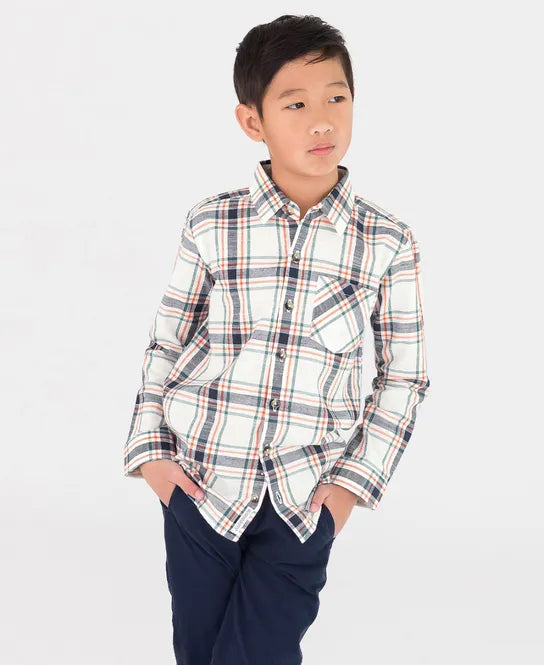 Fall Harvest Plaid Long Sleeve Button Down Shirt