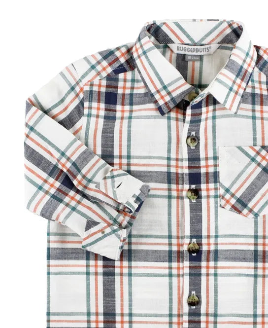 Fall Harvest Plaid Long Sleeve Button Down Shirt