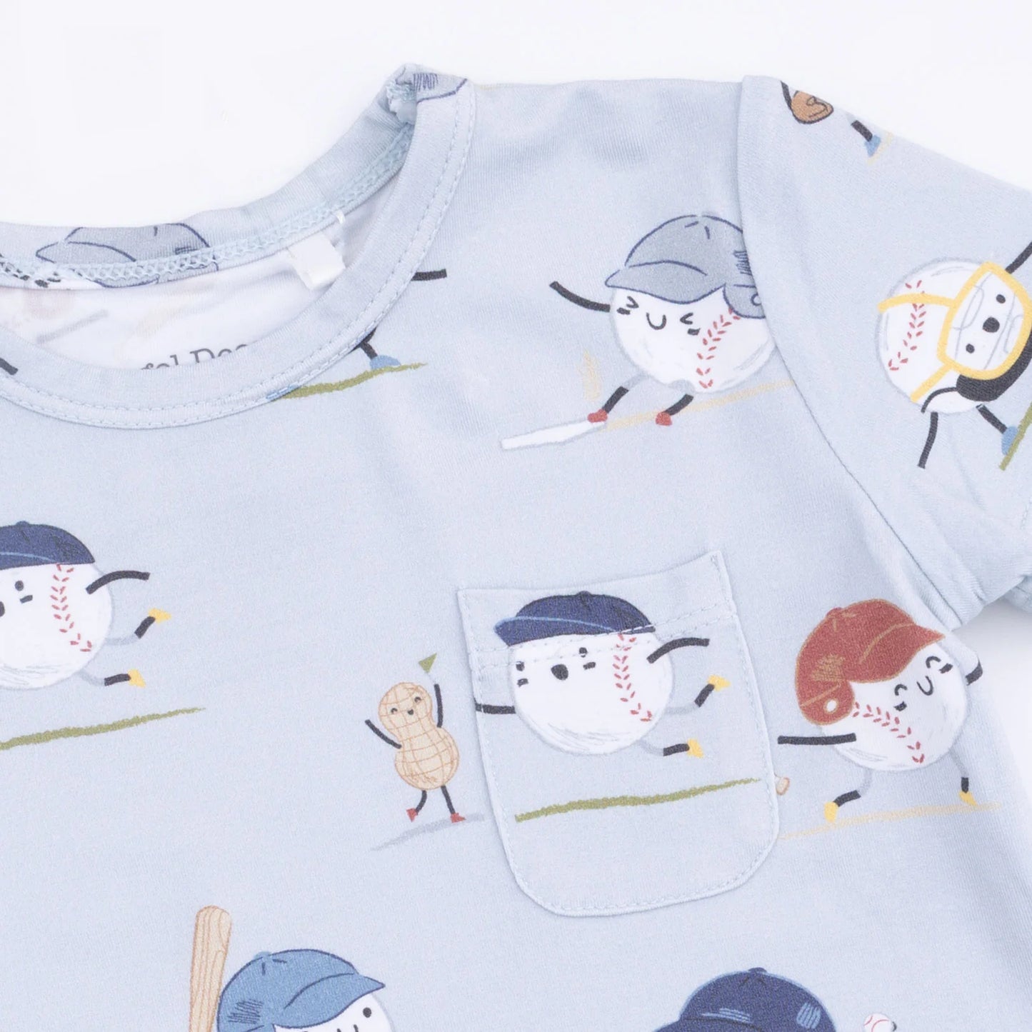 Baseballs Playing Baseball - Crew Neck Tee with Casual Short