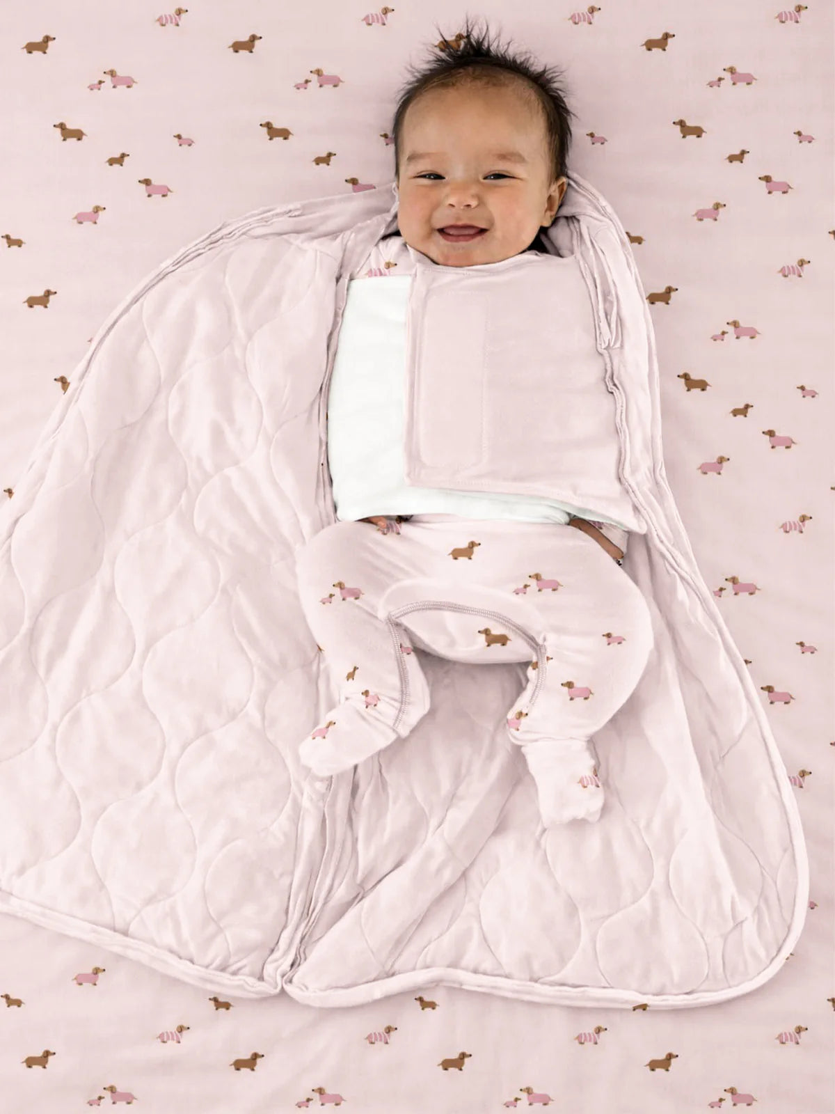 Gunamuna Bamboo Swaddle Sleep Bag 1.0 Tog Girl Dog