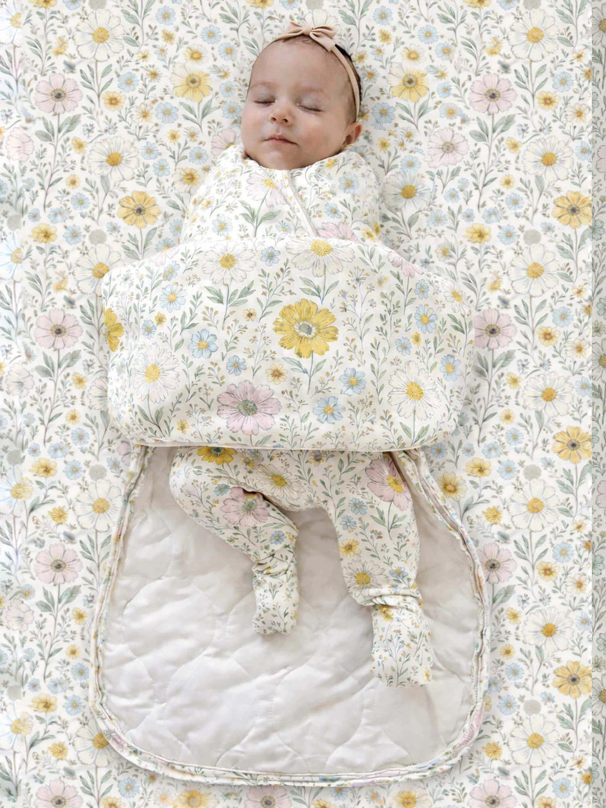 Gunamuna Bamboo Swaddle Sleep Bag 1.0 Tog Wildflower