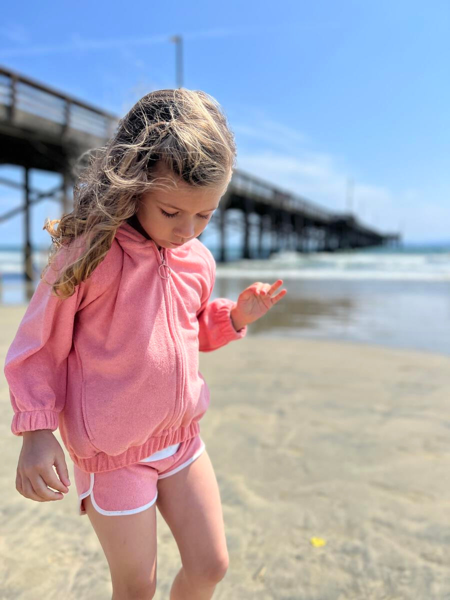 Pink Coral Terry Cloth Short Set