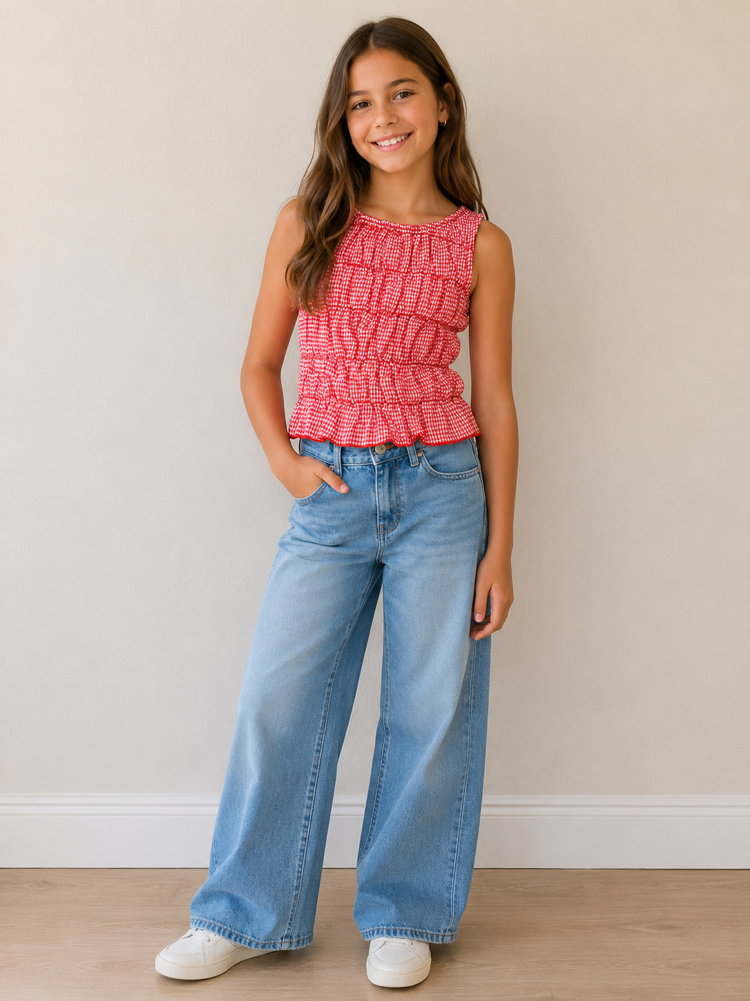 Red Gingham Smocked Tank