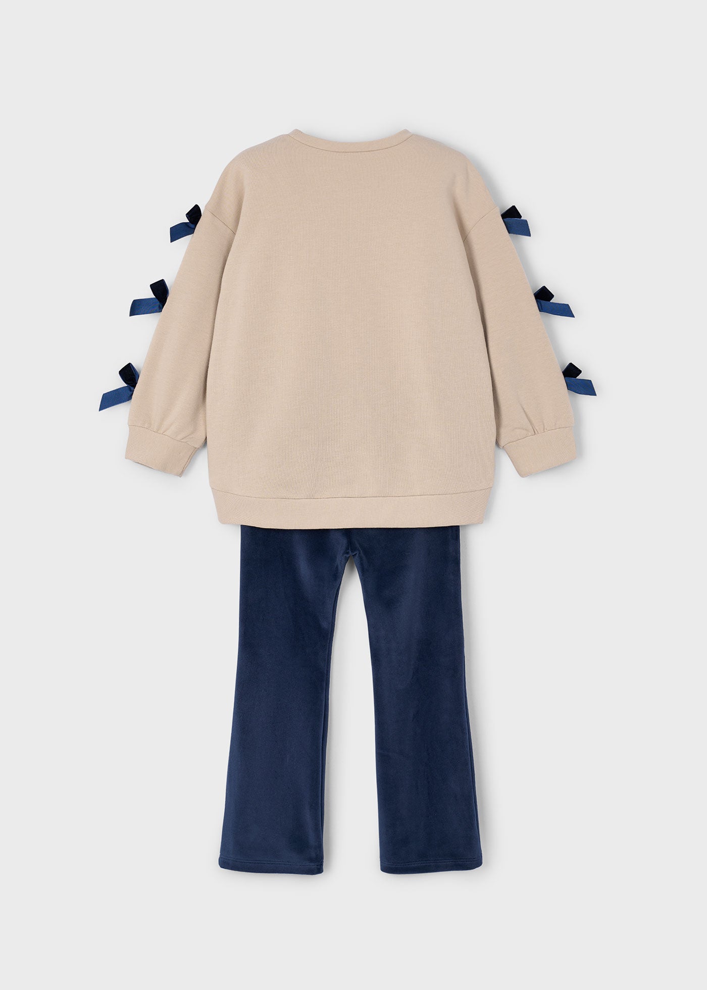 Bow Sweatshirt & Velvet Flare Legging Set
