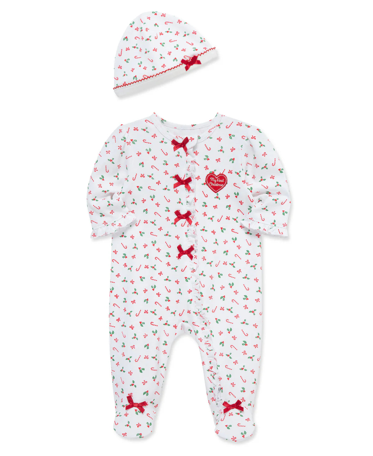 "My First Christmas" Candy Cane Footie Set