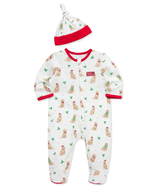 "My First Christmas" Puppy Footie & Hat