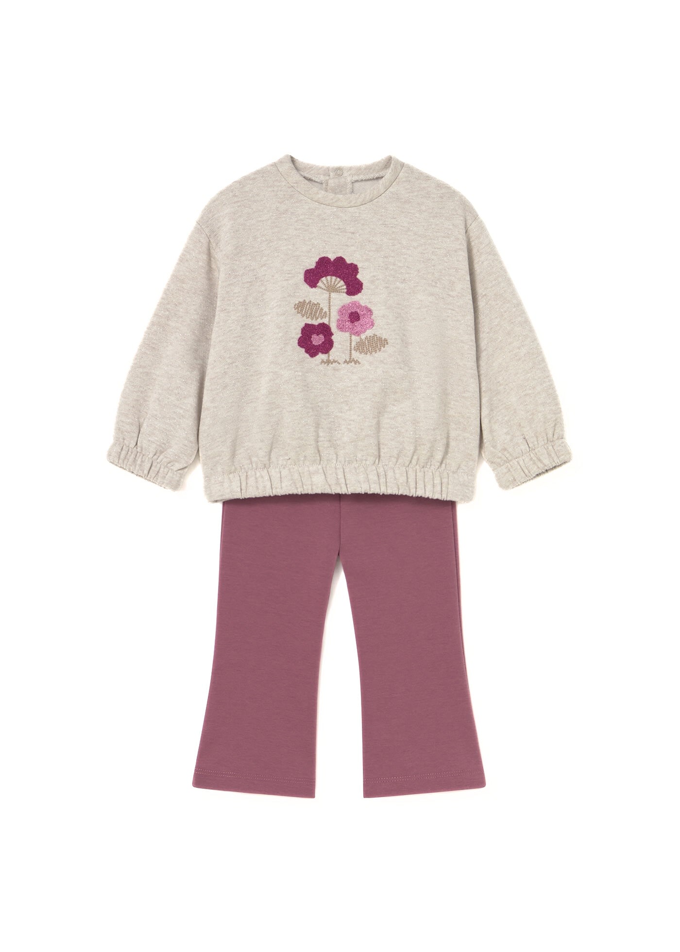 Floral Applique Sweatshirt & Flare Legging Set