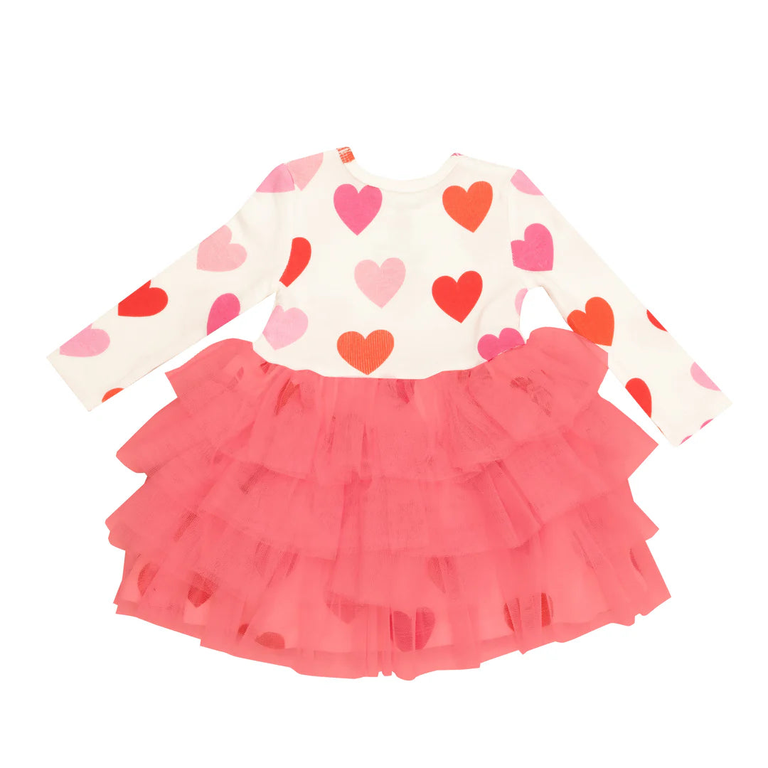 Big Hearts Long Sleeve Layered Tulle Dress