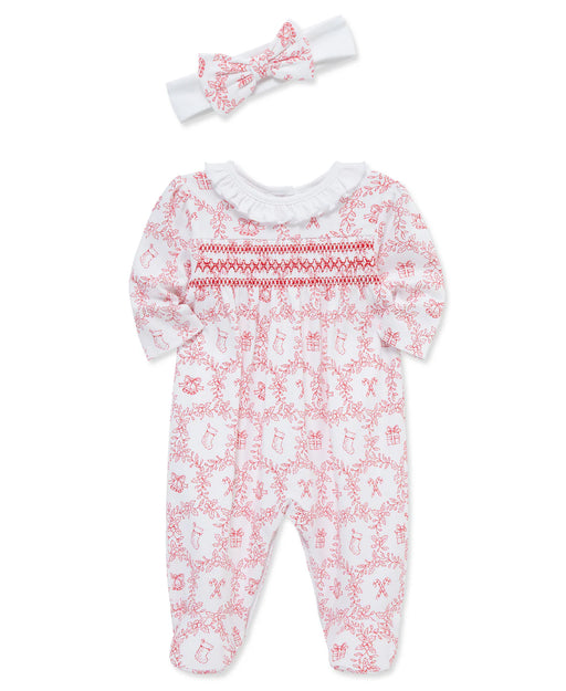 Festive Toile Footie & Headband
