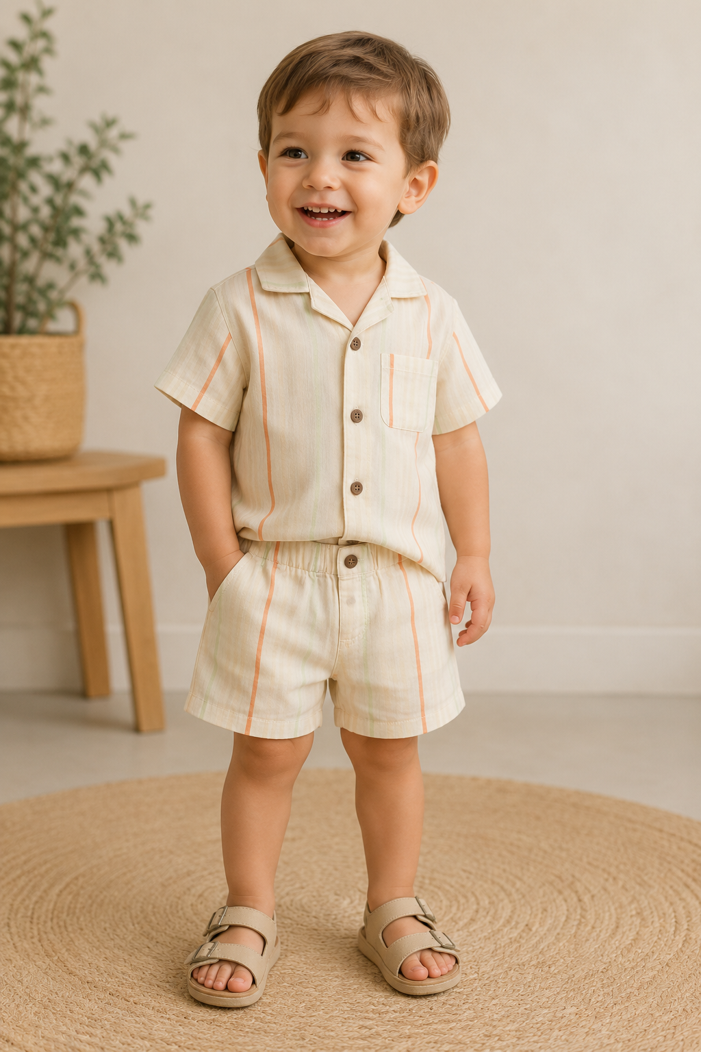 Stripe Short Sleeve Shirt & Short Set