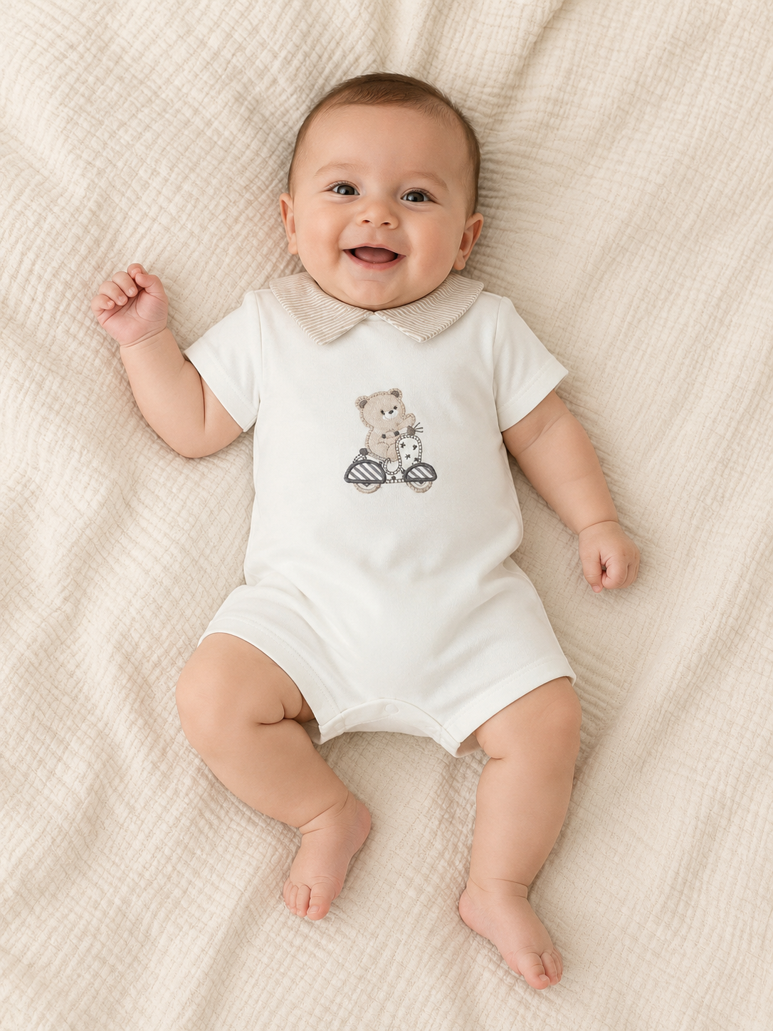 Scooter Bear Collared Romper
