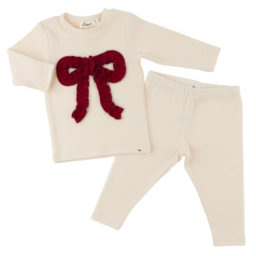 oh baby! Berry Ruffle Bow 2 Piece Set - Natural