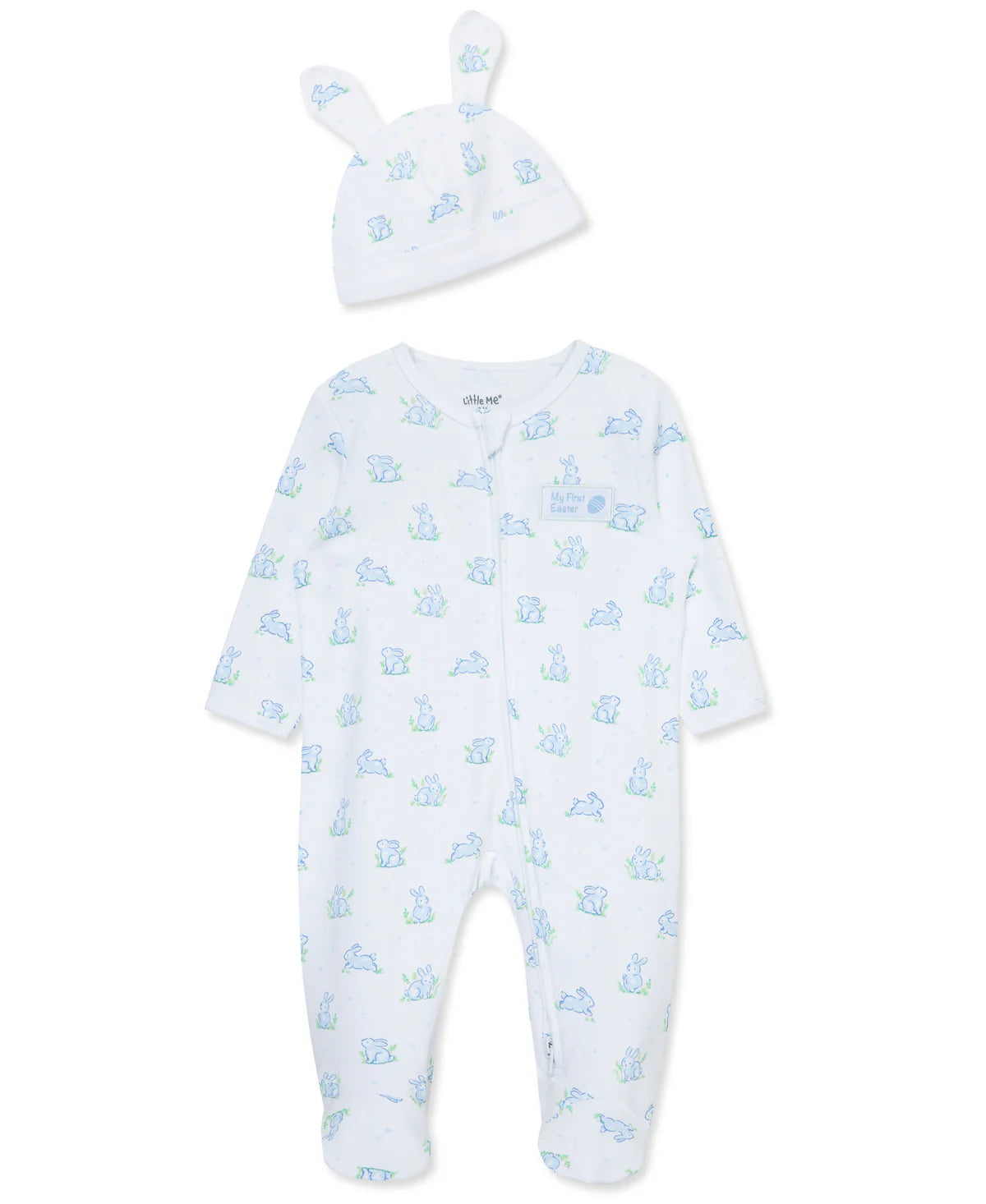 Bunny “My First Easter” Footie W/Hat Blue