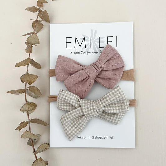 Nylon Stretchy Bow Headbands - Set of 2