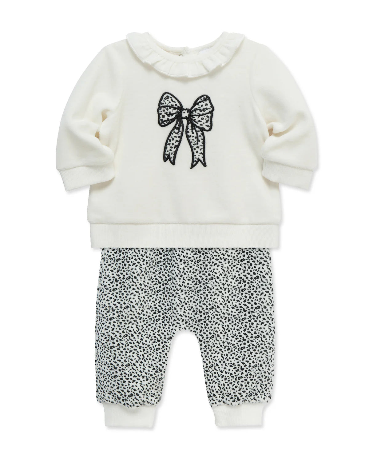 Leopard Bow Velour Pant Set