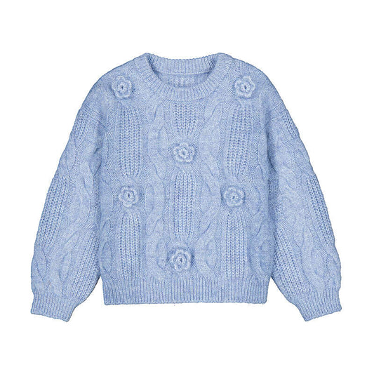 Sky Blue 3D Flower Sweater