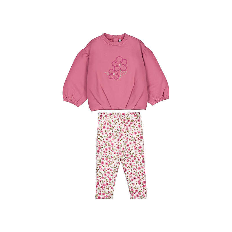 Pink Flower Pullover & Floral Legging Set