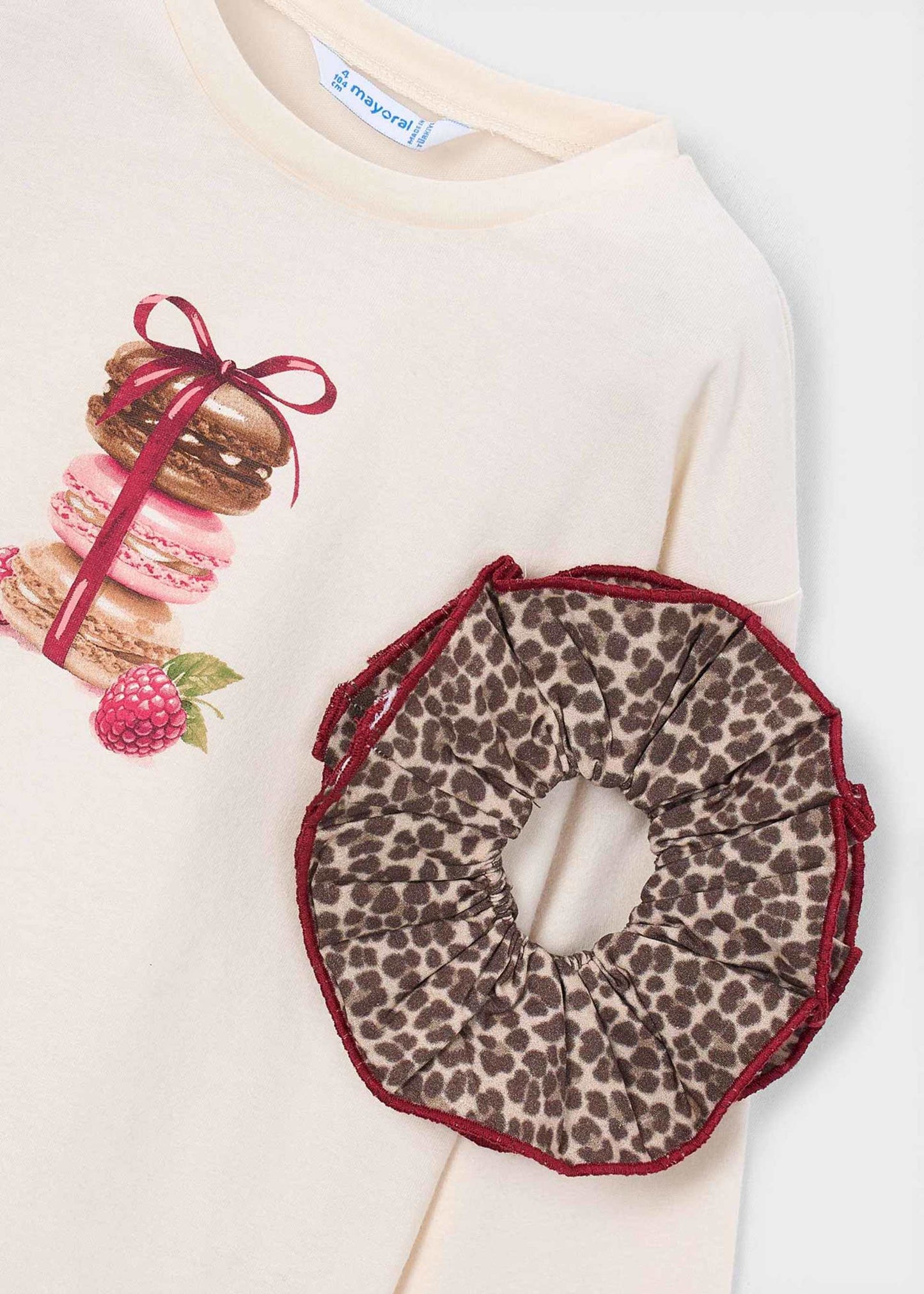 Long Sleeve Macaroon Tee  With Scrunchie