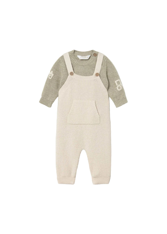Sage Knit Overall Set