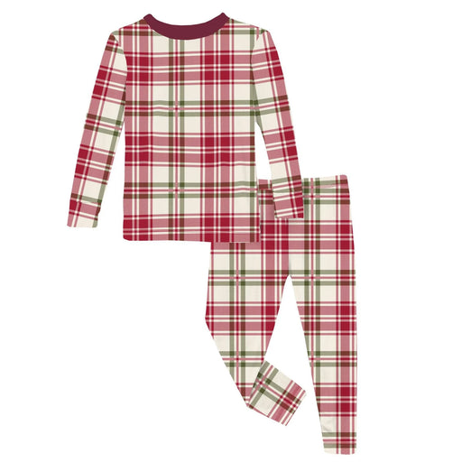 Print Long Sleeve Pajama Set in Fireside Plaid
